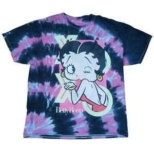 Betty Boop T-Shirt Women‎ XL Pink Black Tie-Dye Graphic Short Sleeve XOXO 2021
